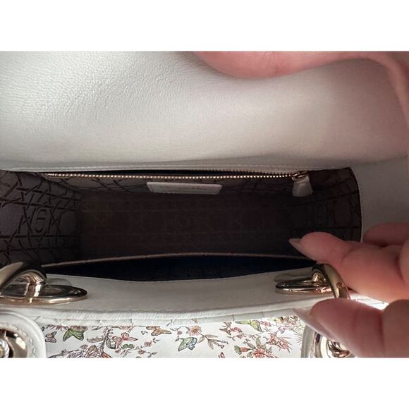 Dior Lady Dior Medium Crossbody Purse, Authentic White with Gold Hardware - Picture 7 of 10